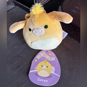 Squishmallows Gavyn Yellow Donkey Plush 2024 Easter Toy 3” clip EUC So Cute!!